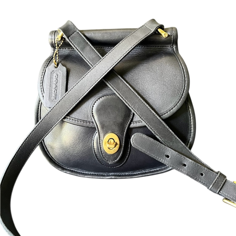 Coach Vintage Post Pouch Navy and Gold Crossbody Bag with Turnlock Closure